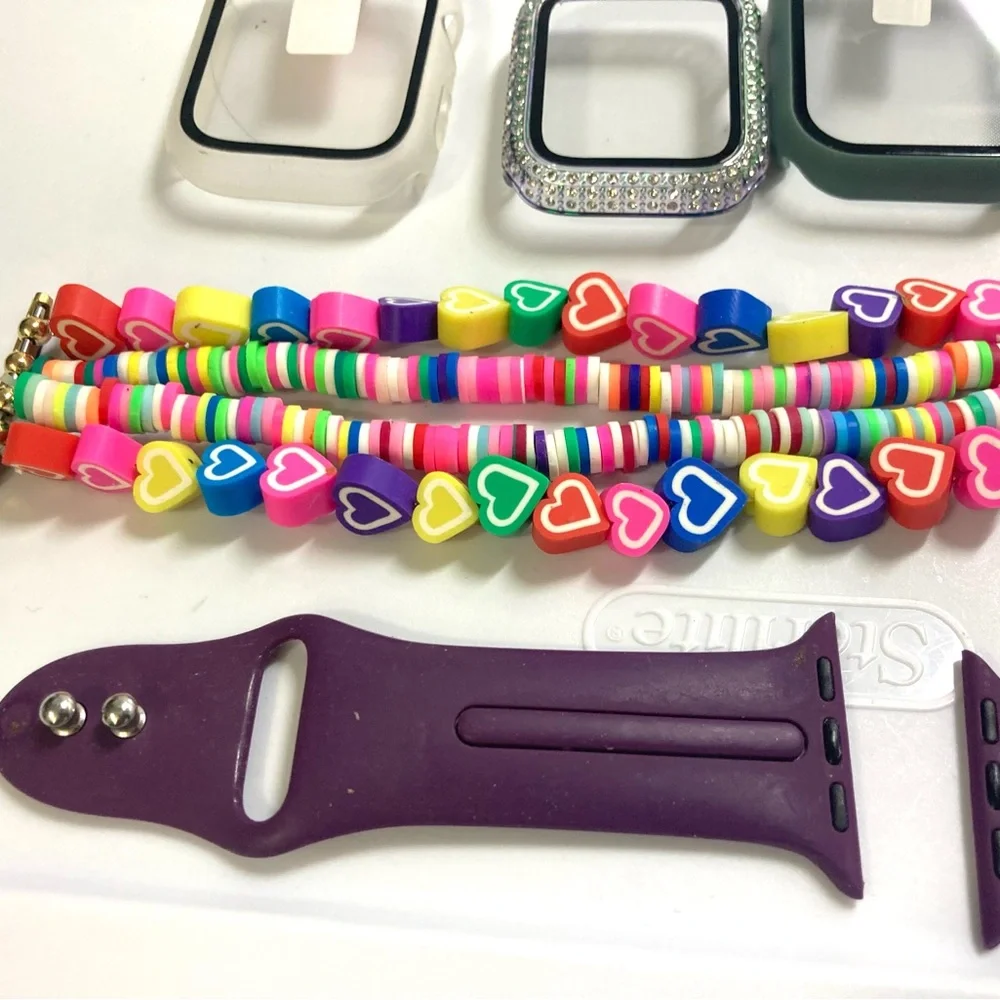Apple watch aftermarket accessories, colorful, 3 straps, 5 screen covers
